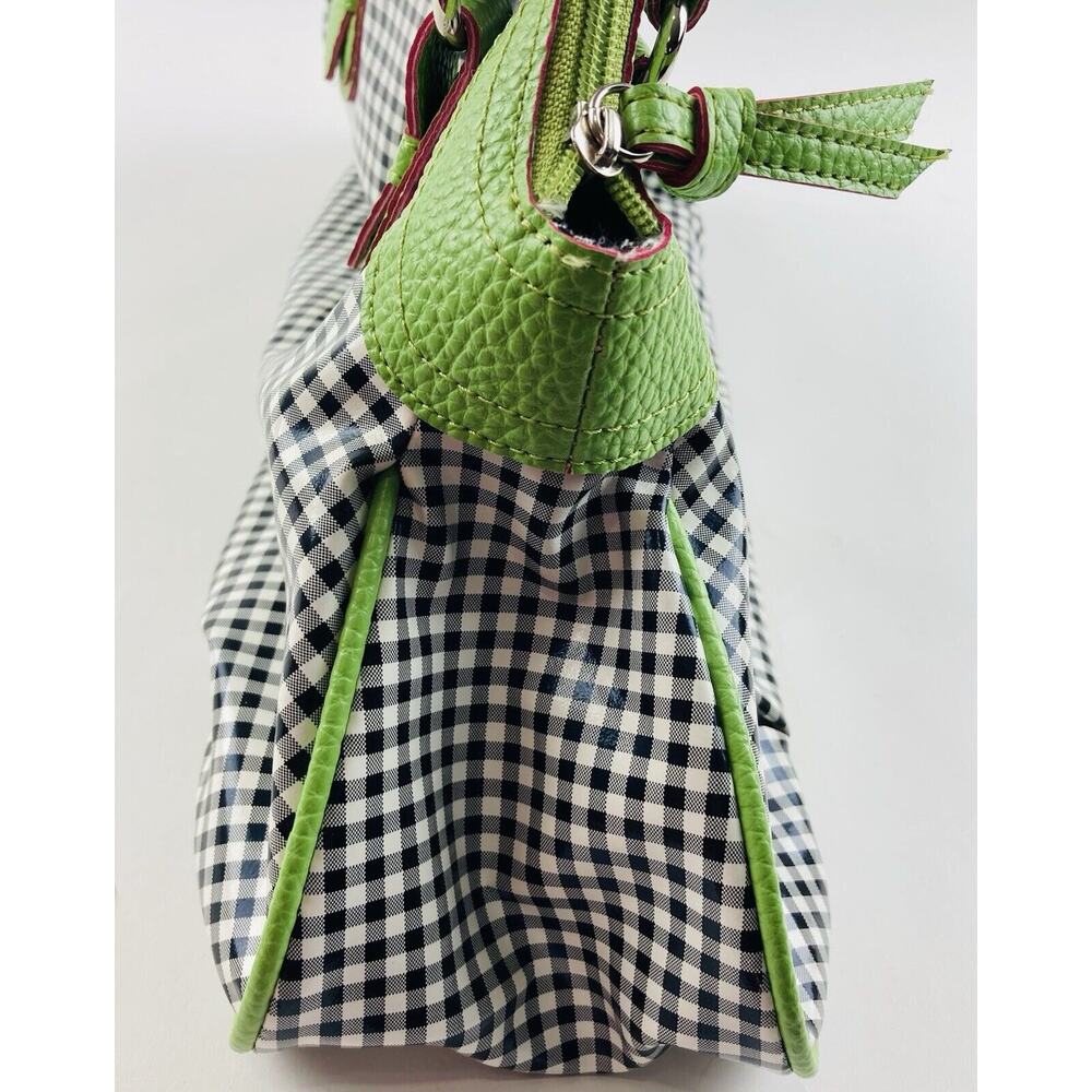 Jazza Vintage Vinyl Plastic Black White Checker Purse Shoulder Bag Lime Neon Gre - Picture 12 of 12